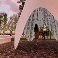 Structures Landscape Pavilion Metal Mesh Tapered Abstract Bamboo Shoots Plastic Art Device Forest Setches 3d model