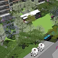 Residential Landscape With Lush Greenery Lawn Pavilion Pathways And Seating Areas