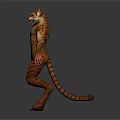 3D Tiger Humanoid Character Design Featuring Striped Fur Sharp Teeth And Clawed Limbs