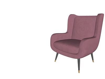 Purple Wingback Armchair Upholstered With Modern Metal Legs And Comfortable Design 3d model