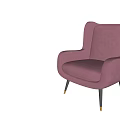 Purple Wingback Armchair Upholstered With Modern Metal Legs And Comfortable Design