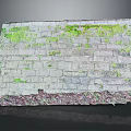 Old Brick Wall With Green Moss And Natural Textured Stone Surface 3d model
