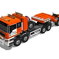 Orange And White Heavy Duty Tow Truck With Multiple Wheels And Roof Lights