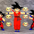 Anime Game Character Goku In Orange Red Outfits With Multiple Expressions And Poses