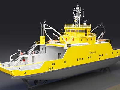 Modern Yellow Ship Design With Upper Superstructure Multiple Windows And Antennas 3d model