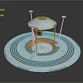 Circular Mechanical Structure With Supporting Pillars Top Canopy And Concentric Circular Patterns 3d model