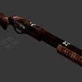 Custom Weapon Shotgun With Graffiti Artwork And Distressed Color Finish Design