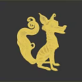 Golden Fox Game Movie Character With Fantasy Armor Texture Curled Tail And Pointed Ears