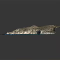 Detailed Mountainous Coastal Terrain With Rocky Elevations And Blue Surrounding Water
