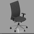 Gray Mesh Backrest Office Chair With Armrests Silver Base And Rolling Wheels Design 3d model