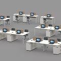 Modern Office Desks With Computer Monitors Office Chairs And Storage Units 3d model