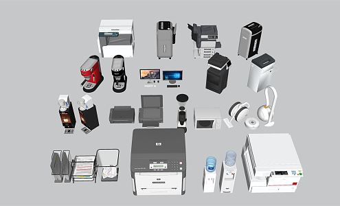 modern office equipment office supplies 3d model