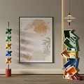 Scenic Landscape Wall Art With Botanical Patterns And Watercolor Design 3d model