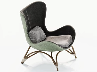 Elegant Color Block Upholstered Leisure Chair With Stylish Curved Metal Legs For Modern Home Decor 3d model