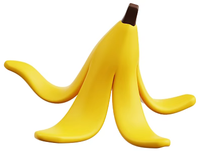 Fresh Ripe Yellow Peeled Banana With Spread Out Peel And Brown Stem 3d model