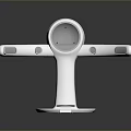 White Computer Stand With Modern Design Circular Top Adjustable Arms And Stable Base 3d model