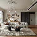 Cozy Living Dining Room With Large Window Autumn View Framed Paintings And Beige Sofa