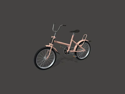 Pastel Pink Vintage Bicycle Featuring Black Seat Metal Frame And Spoked Wheels 3d model