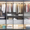Modern Bedroom Interior Design With Built in Glass Door Wardrobe And Hanging Clothes