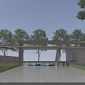 Modern Entrance Gate Design With Surrounding Trees Paved Driveway And Lush Greenery