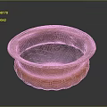 Orange Ceramic Garden Ornament Planter With Carved Patterns And Decorative Rim