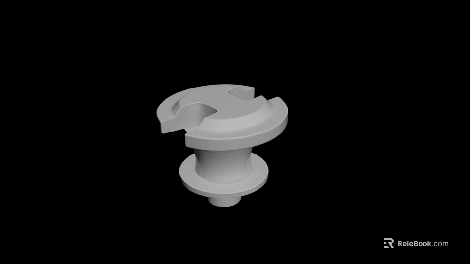 White 3D Printed Mechanical Component with Detailed Design Isolated on Black Background 3d model 