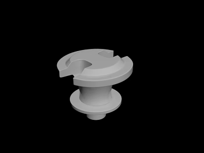 White 3D Printed Mechanical Component with Detailed Design Isolated on Black Background 3d model