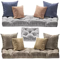 Stylish Throw Pillows Blue Brown And Beige On Gray Tufted Velvet Cushion Home Decor