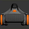 Modern Ergonomic Computer VR Headset with Gray Orange Mesh and Blue LED Lights 3d model