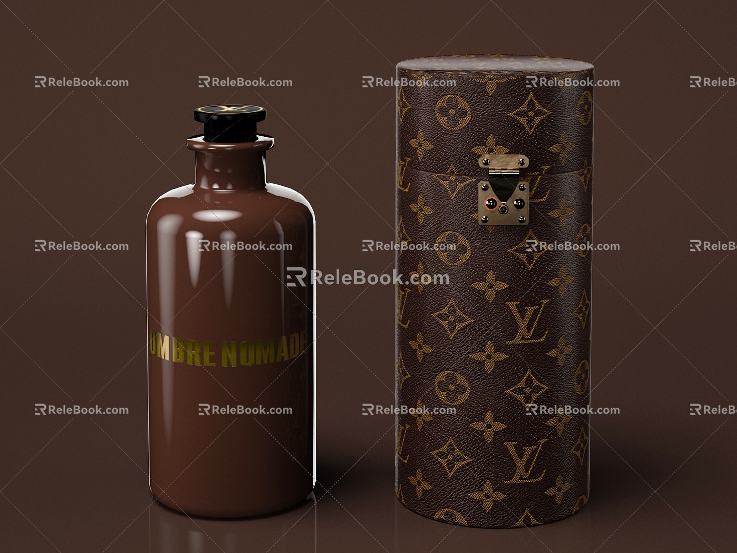 Modern perfume perfume bottle glass bottle LV presbyopic leather LV floating shadow 3d model