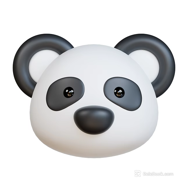 Cute Panda Head Toy Design With Black Ears Eyes And Nose 3d model 