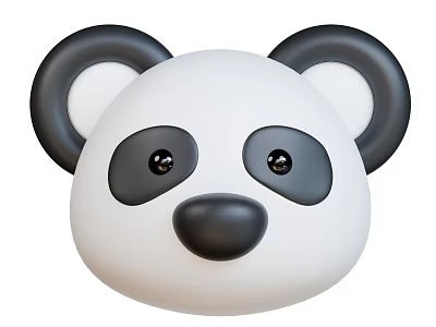 Cute Panda Head Toy Design With Black Ears Eyes And Nose 3d model