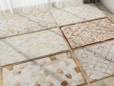 Inflatable Floor Decorations with Wave Geometric Patterns in Beige Brown White Colors 3d model