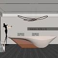 Modern company front desk background wall sofa reception area sofa chandelier 3d model