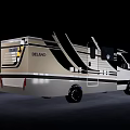 White TEAMO Van With Black Stripes Modern Exterior And LED Lights Design