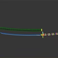 Traditional Japanese Samurai Sword With Black Scabbard And Green Accents