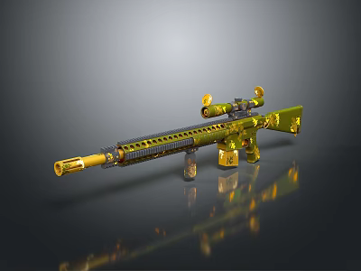 Gold And Green Sniper Rifle With Scope Intricate Ornate Design Patterns 3d model