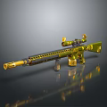 Gold And Green Sniper Rifle With Scope Intricate Ornate Design Patterns 3d model