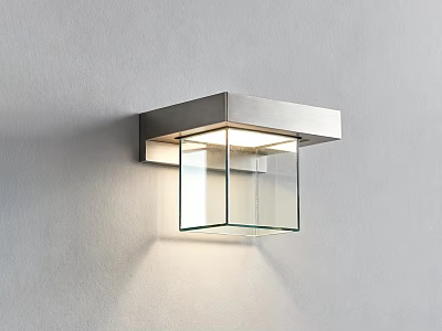 Contemporary Modern Wall Sconce With Sleek Metal Frame And Glass Shade On Grey Wall 3d model