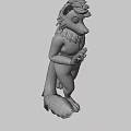 White Fur Anthropomorphic Snow Leopard Game Character With Blue Nose Green Eyes And Waving Hand
