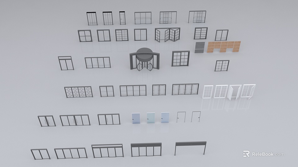 Contemporary Casement Window Designs With Various Frame Styles And Glass Types 3d model 