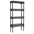 Tall Dark Wood Storage Cabinet Shelf With Multiple Drawers And Open Shelves