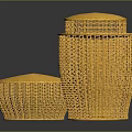 Yellow Wicker Round Stools With Three Sizes And Modern Design