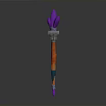 Elegant Magic Weapon Featuring Purple Flame Top And Vibrant Multicolored Staff Body 3d model
