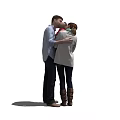 Happy Family Of Parents And Child Standing Together Hugging And Smiling