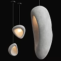 Elegant Stone Shaped Gray Pendant Lights With Modern Glowing Hanging Design 3d model
