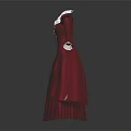 Red Long Dress with White Cuffs Chest Decoration and Lacing Layered Skirt Vintage Classic Style