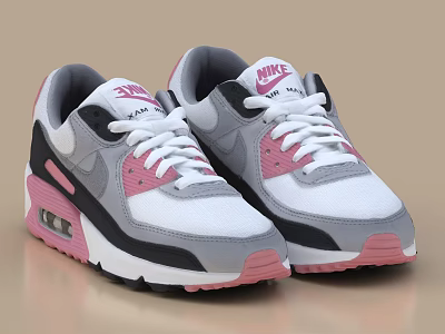 Nike Sneakers With Gray Pink White Black Color And Air Cushion 3d model
