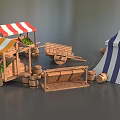 Vegetable stand fruit and vegetable stand combination vegetable market stall market life props low face number low model simple model game film and television level super realistic 3d model