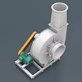 Industrial Blower Equipment With White Volute Casing Orange Component Green Motor And Metal Base